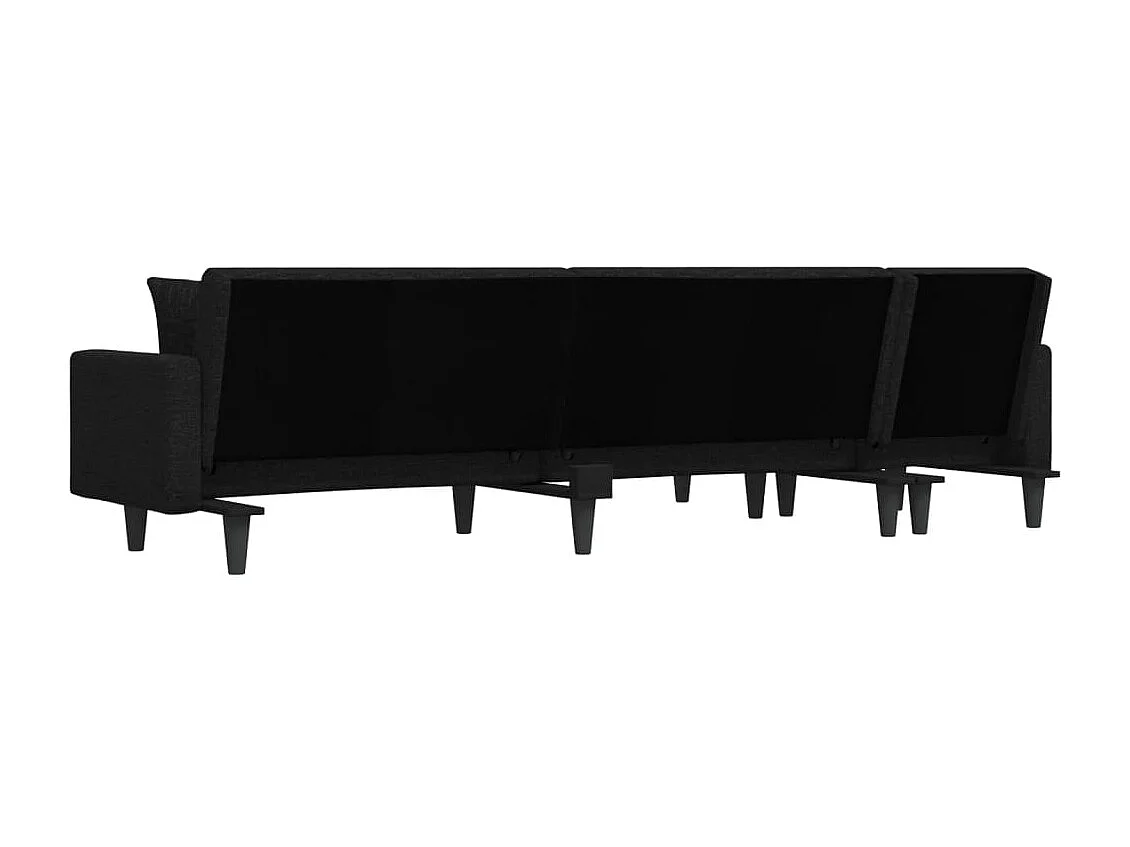 Slaapbank L-vormig 275x140x70 cm stof zwart