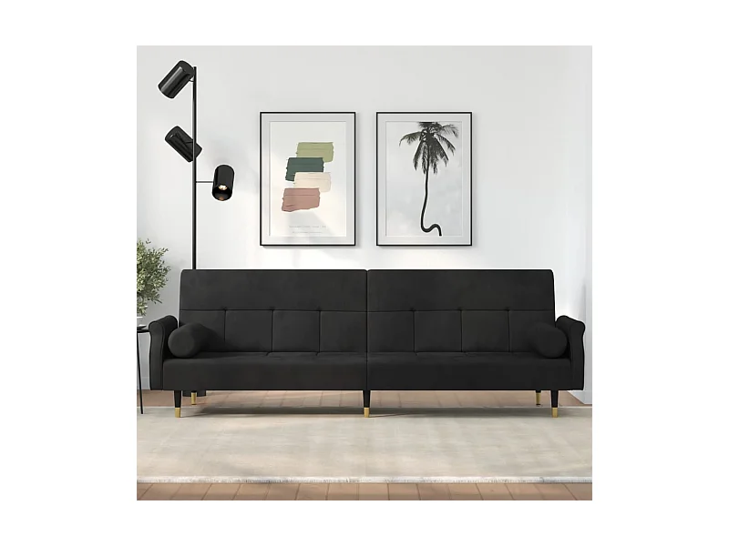 Schlafsofa mit Kissen Schwarz Samt