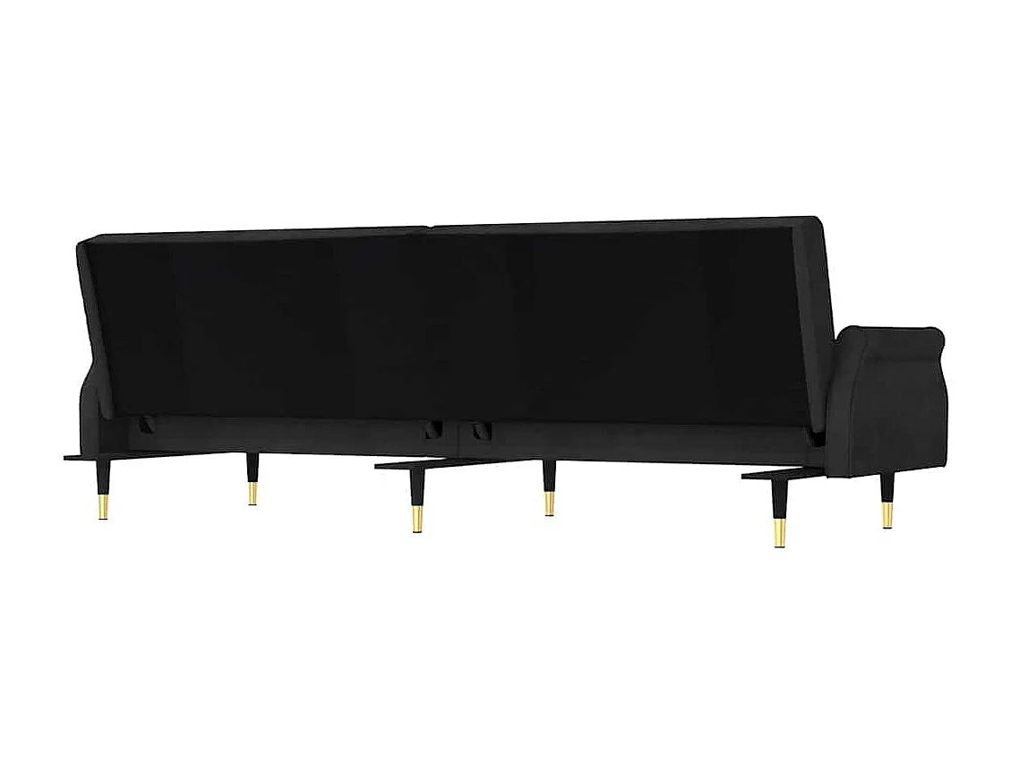 Schlafsofa mit Kissen Schwarz Samt