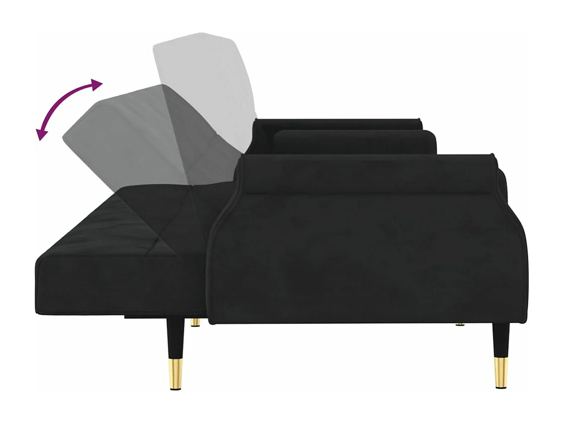Schlafsofa mit Kissen Schwarz Samt