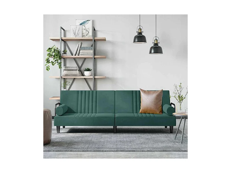 Schlafsofa mit Armlehnen Dunkelgrün Samt