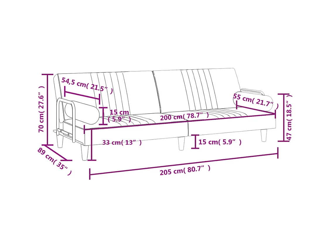 Divano Letto con Braccioli Verde Scuro in Velluto