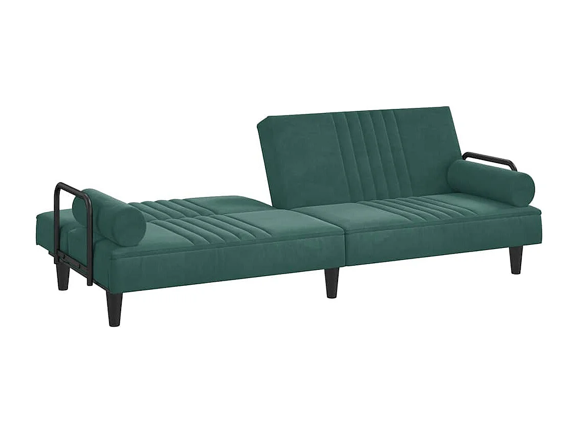 Divano Letto con Braccioli Verde Scuro in Velluto