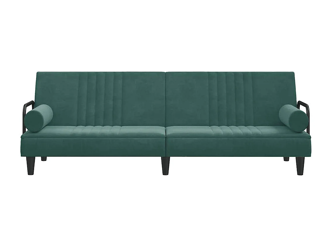 Sofá-cama com apoio de braços veludo verde-escuro