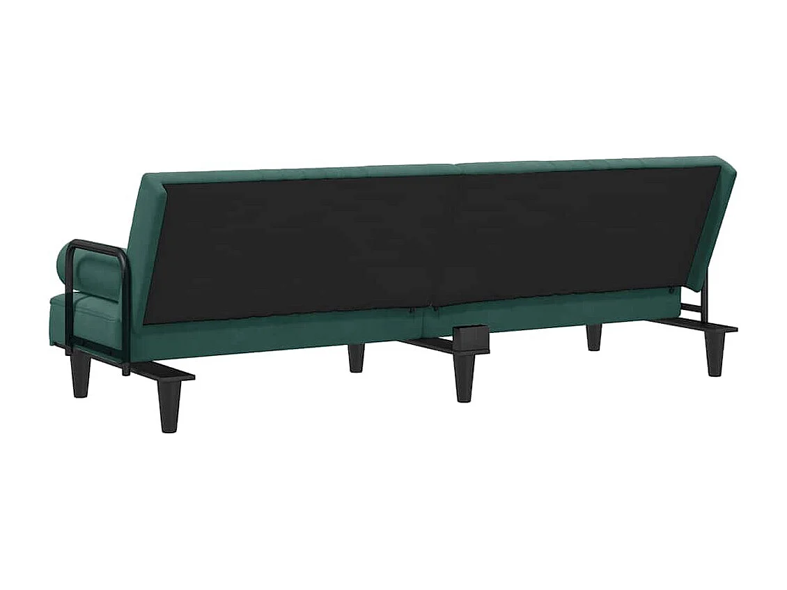 Sofá-cama com apoio de braços veludo verde-escuro