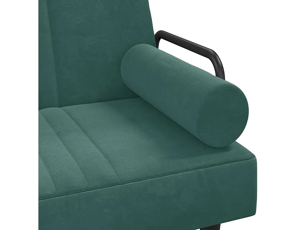 Sofá-cama com apoio de braços veludo verde-escuro
