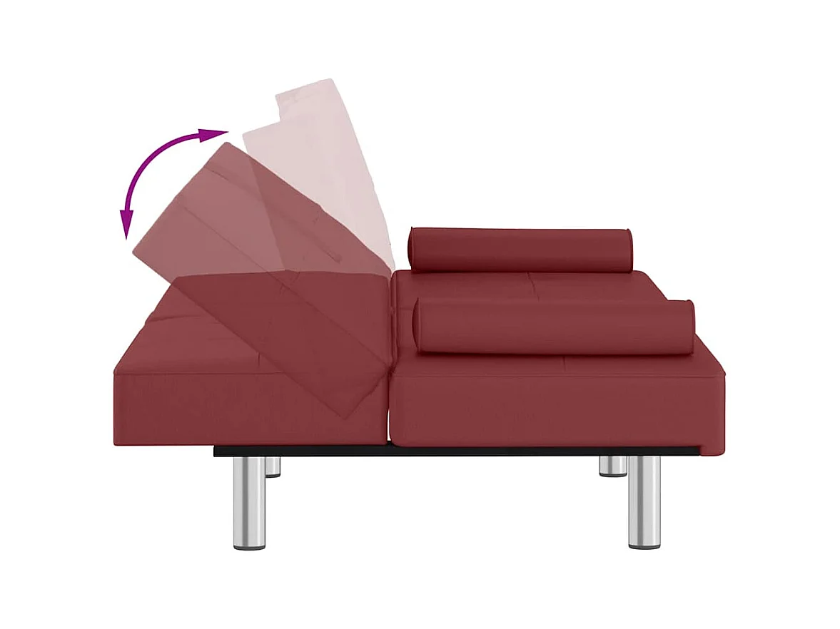 Slaapbank met bekerhouders kunstleer wijnrood