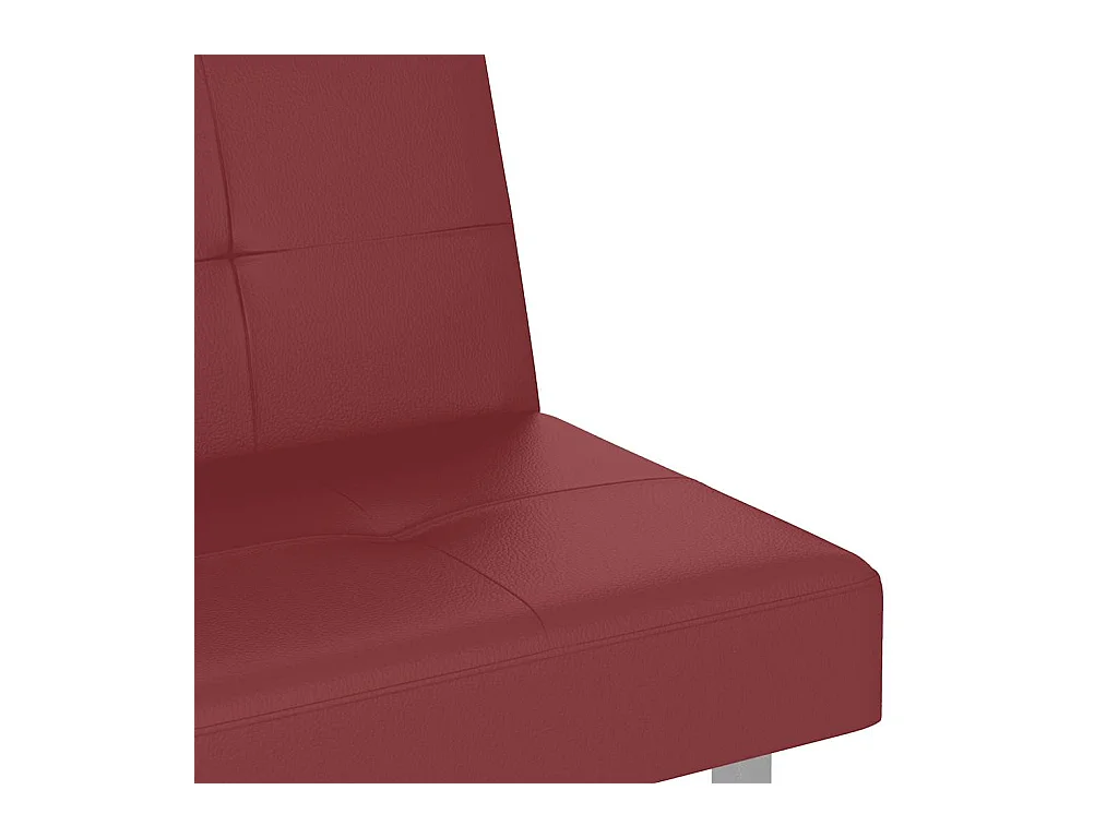 Canapé-lit avec porte-gobelets rouge bordeaux similicuir