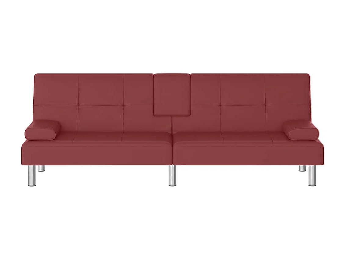 Slaapbank met bekerhouders kunstleer wijnrood