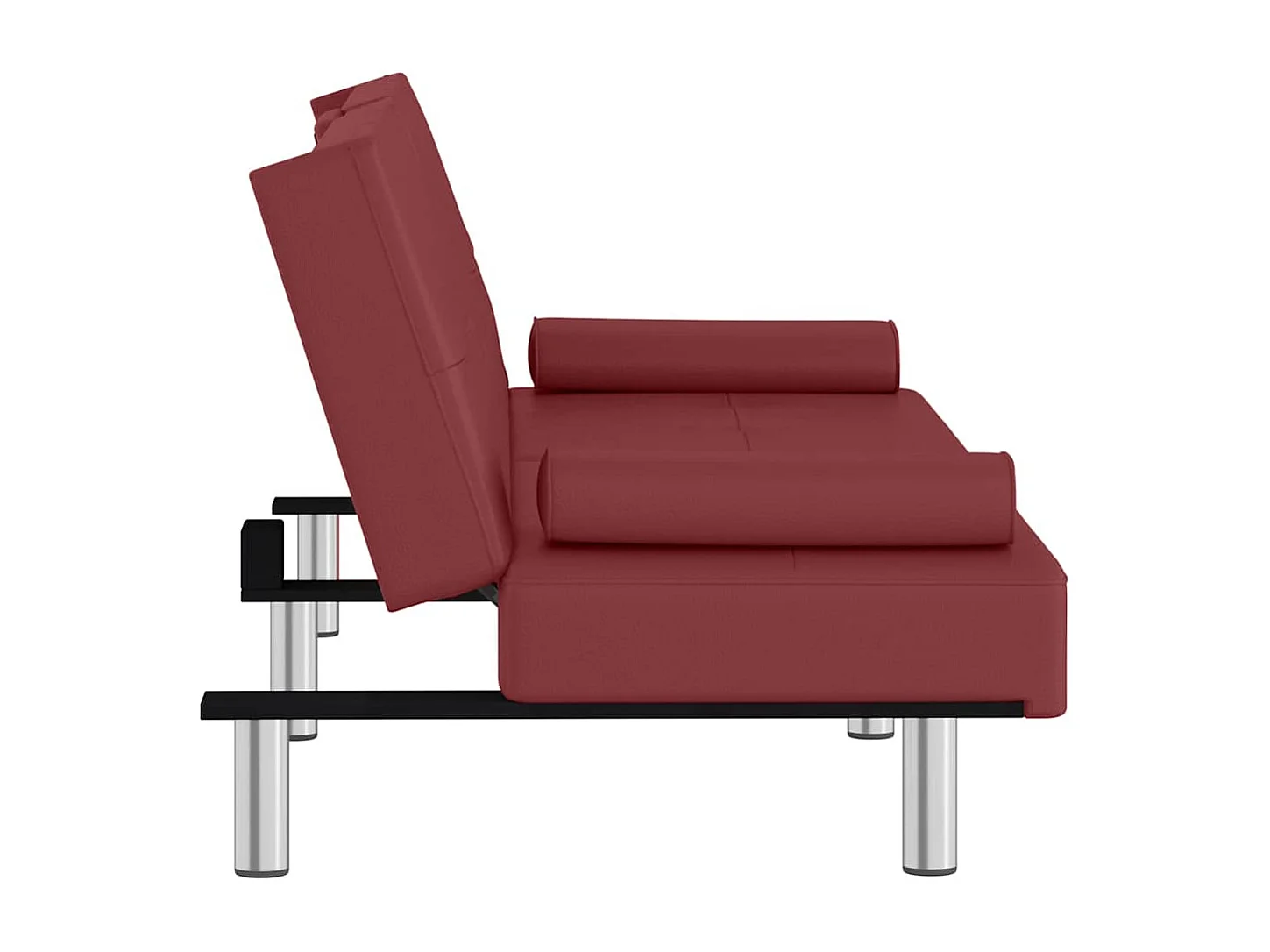 Slaapbank met bekerhouders kunstleer wijnrood