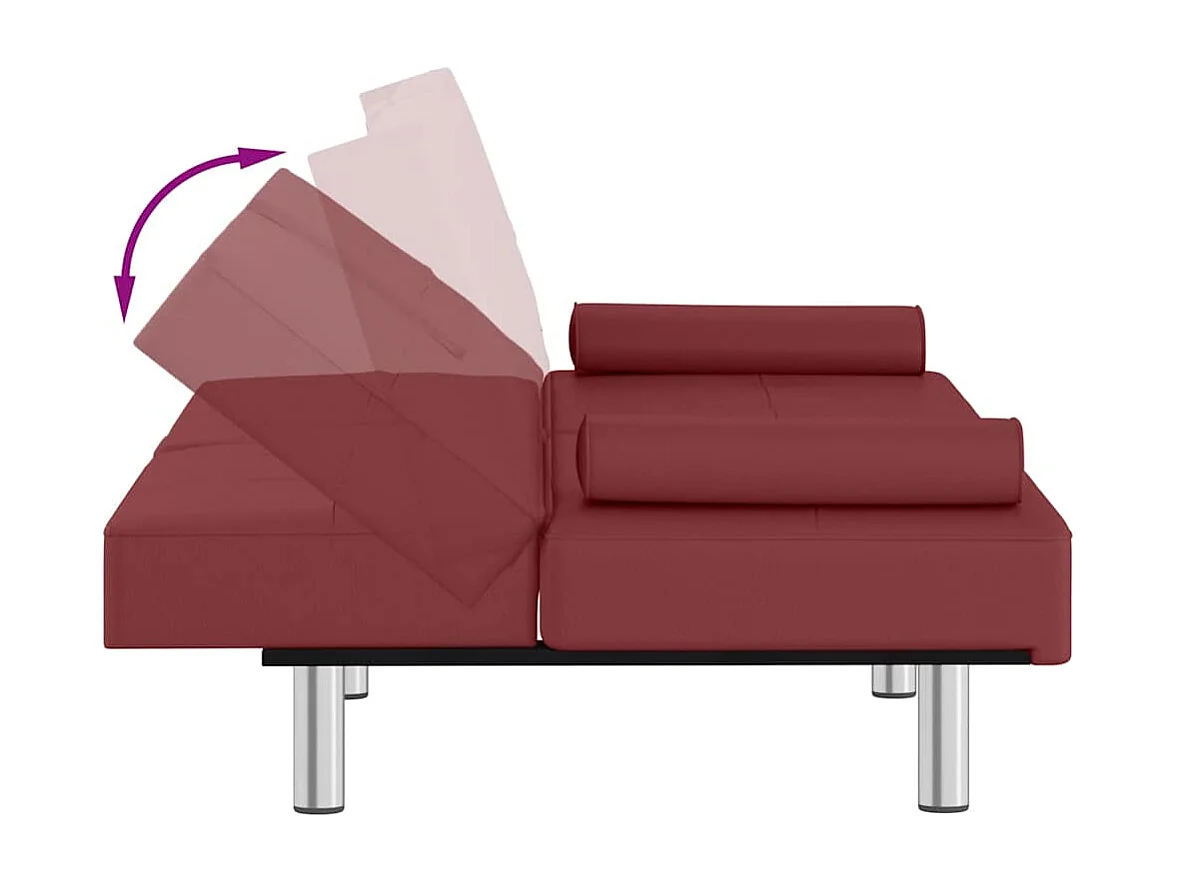 Slaapbank met bekerhouders kunstleer wijnrood