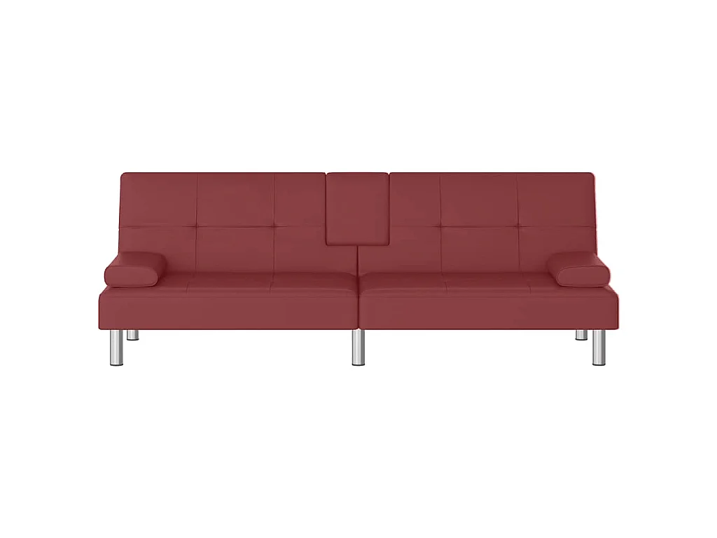 Canapé-lit avec porte-gobelets rouge bordeaux similicuir
