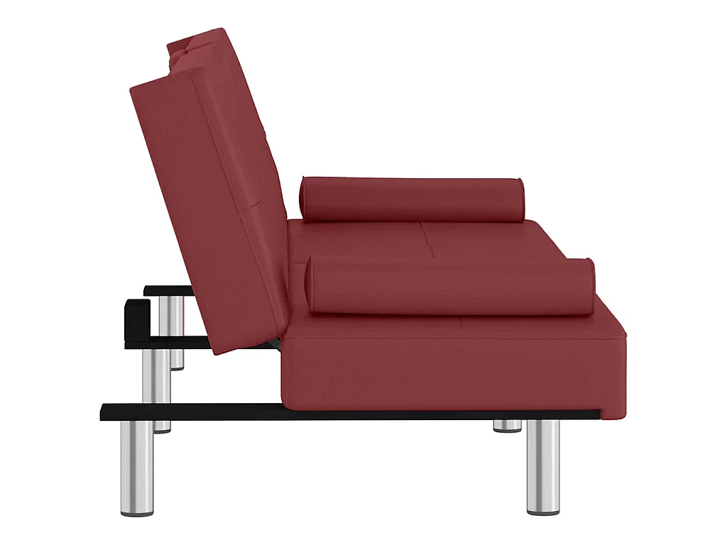 Canapé-lit avec porte-gobelets rouge bordeaux similicuir