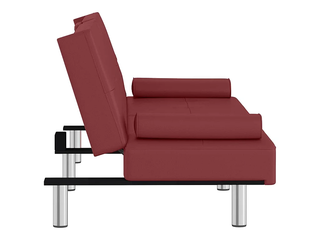 Canapé-lit avec porte-gobelets rouge bordeaux similicuir