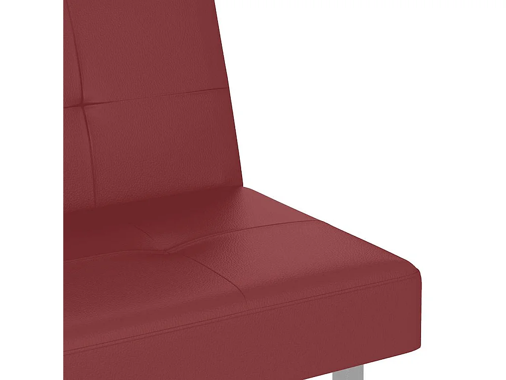 Canapé-lit avec porte-gobelets rouge bordeaux similicuir