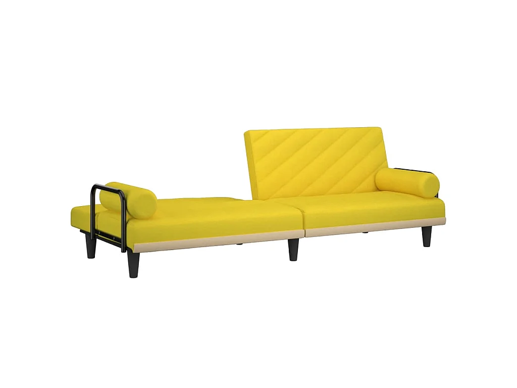 Canapé convertible clic-clac 2 places en tissu jaune