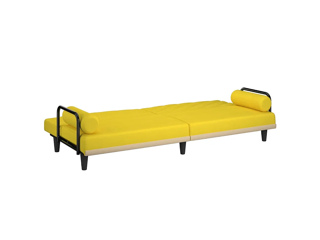 Canapé convertible clic-clac 2 places en tissu jaune