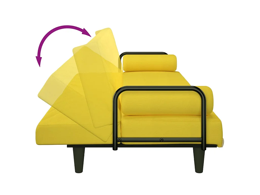 Canapé convertible clic-clac 2 places en tissu jaune