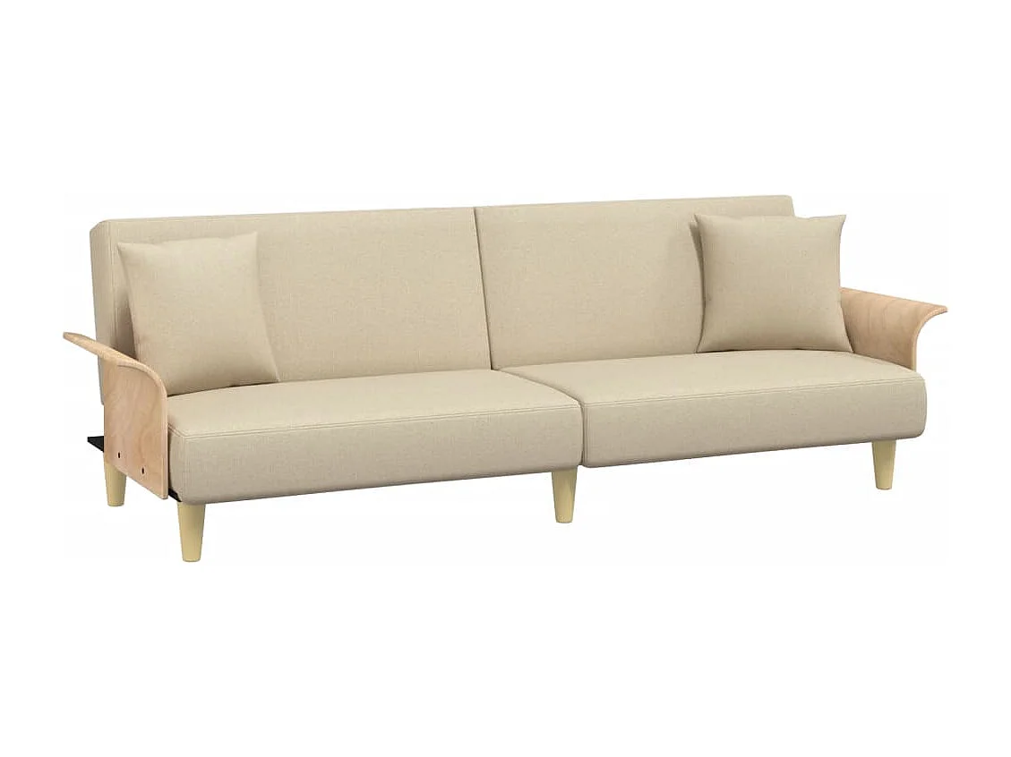 Sofá-cama com apoio de braços tecido cor creme