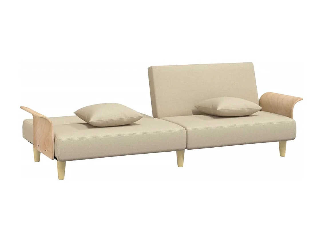 Sofá-cama com apoio de braços tecido cor creme