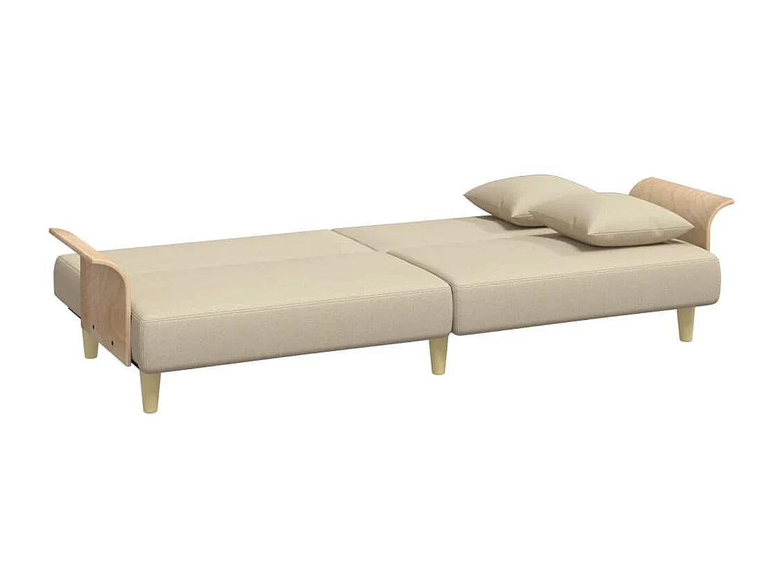 Sofá-cama com apoio de braços tecido cor creme