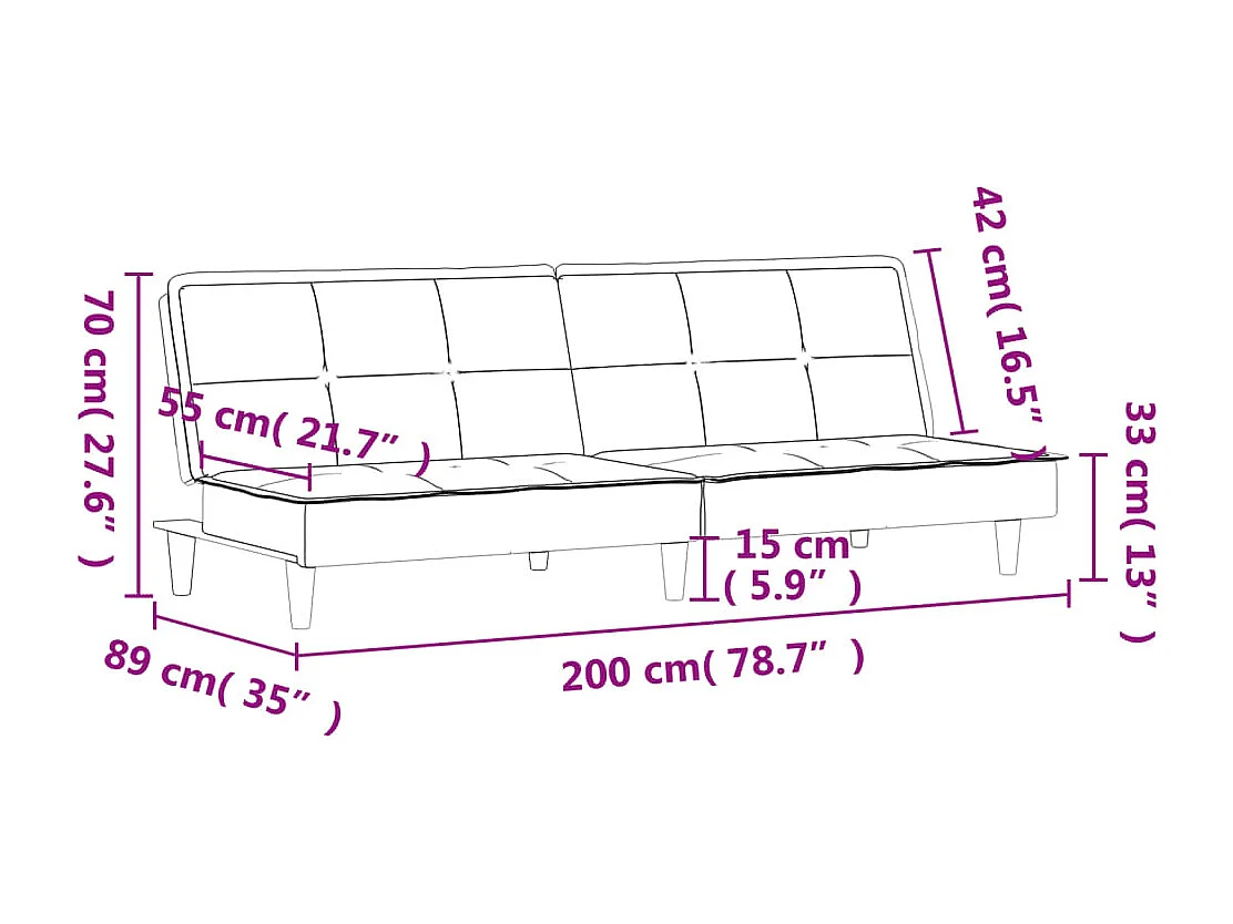Sofá-cama tecido cinzento-escuro
