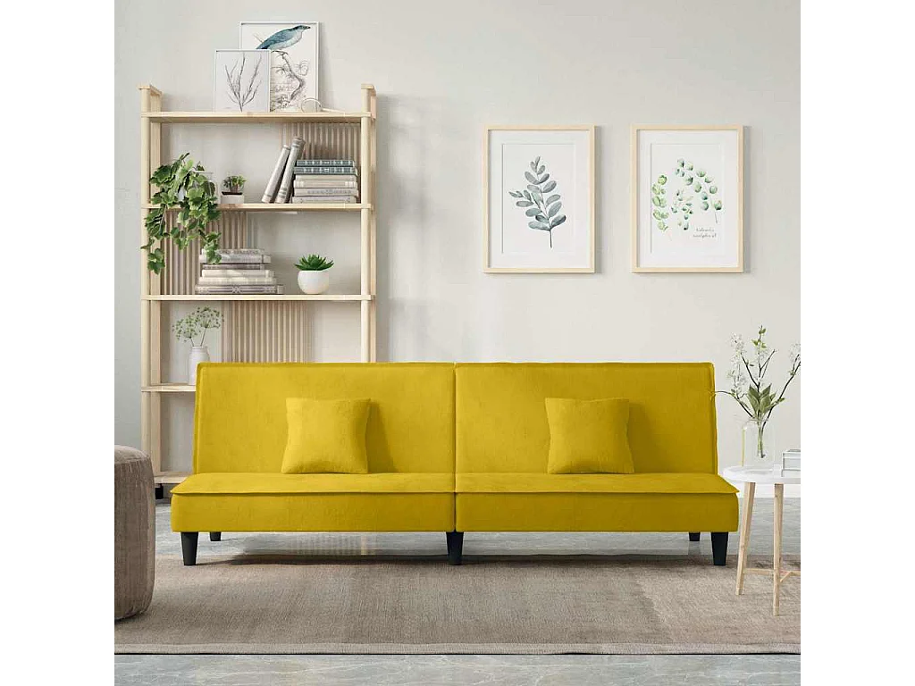 Canapé-lit jaune Velours