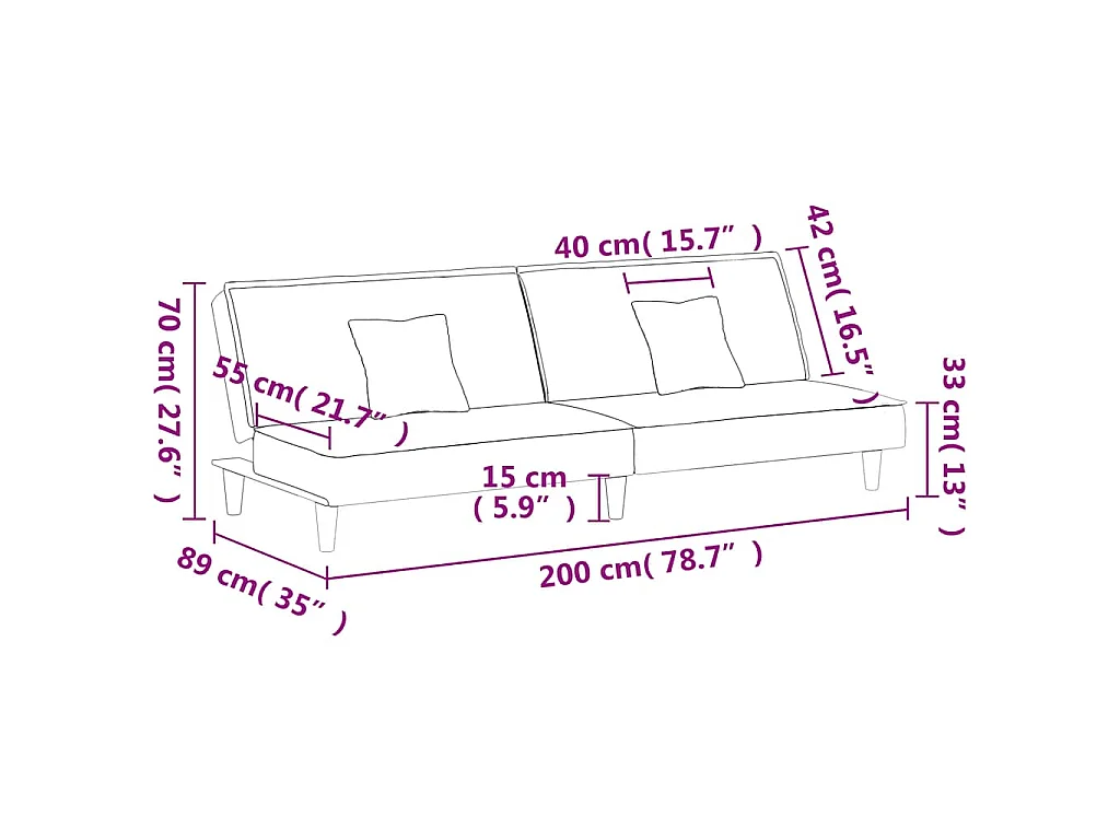 Canapé-lit jaune Velours