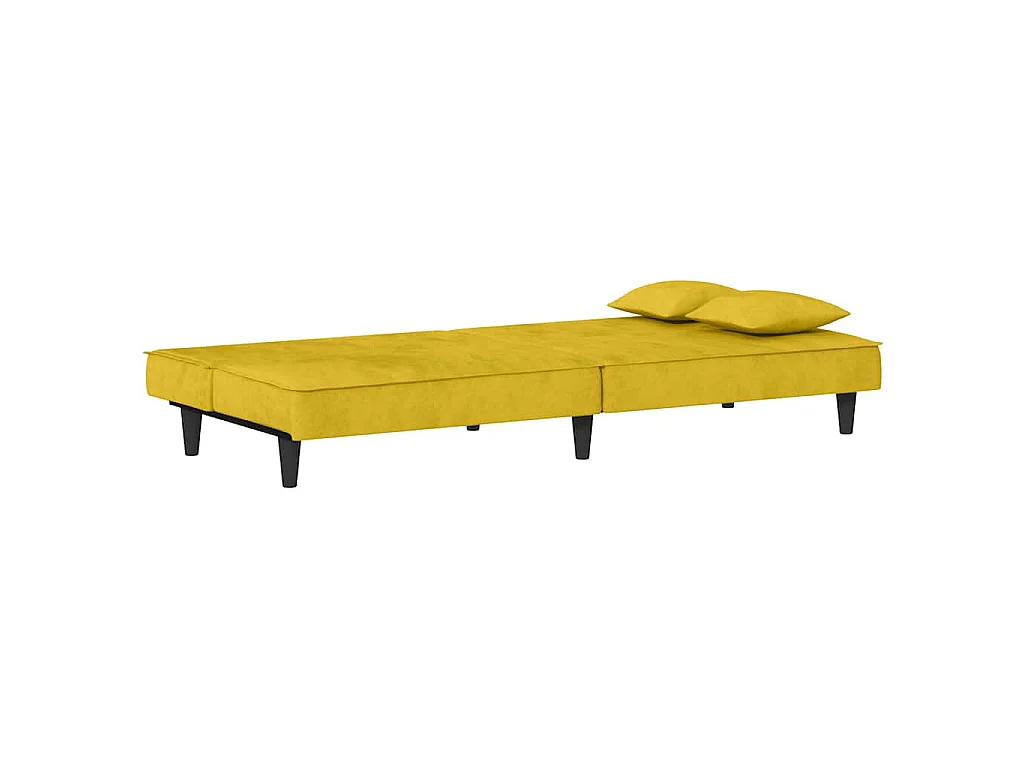 Canapé convertible clic-clac 2 places en velours jaune