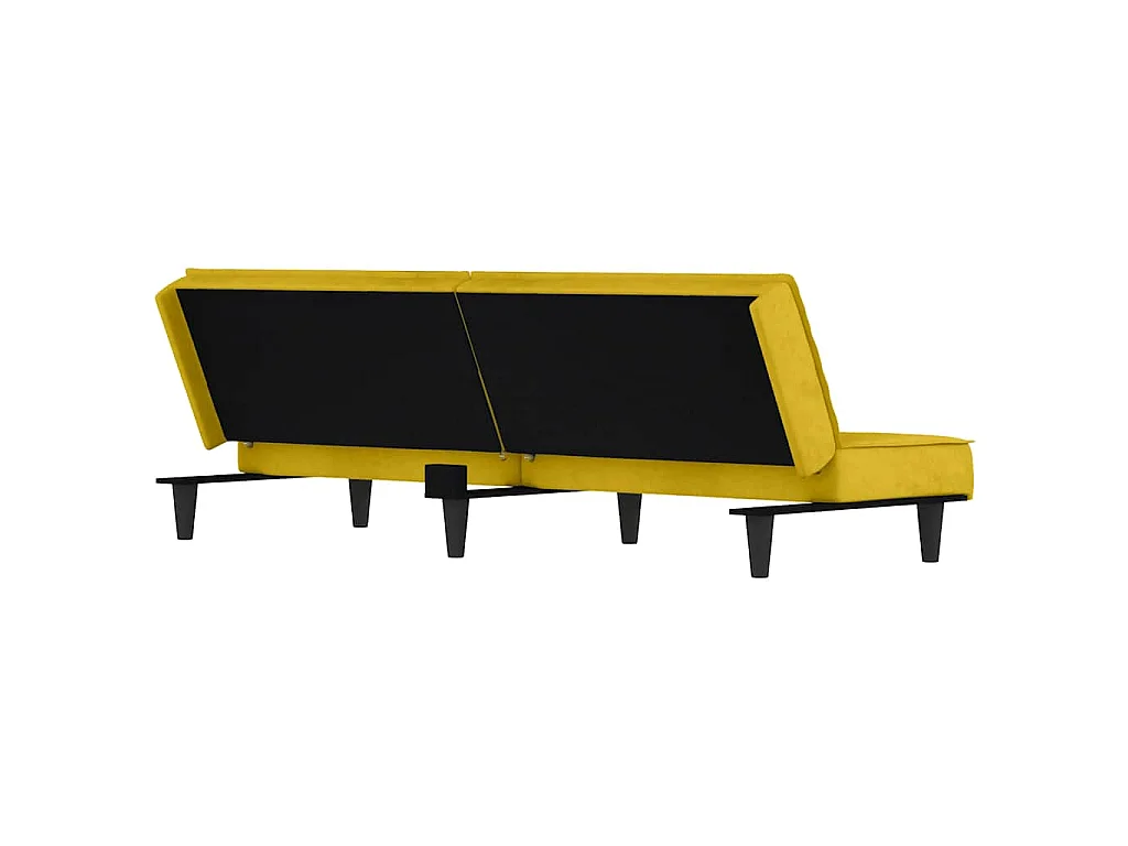 Canapé convertible clic-clac 2 places en velours jaune