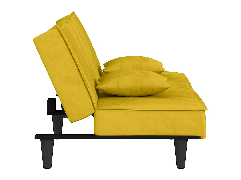 Canapé convertible clic-clac 2 places en velours jaune