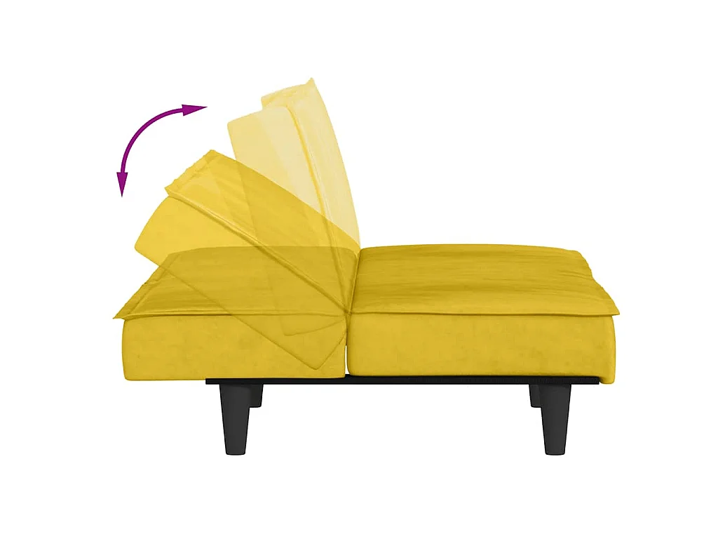 Canapé convertible clic-clac 2 places en velours jaune
