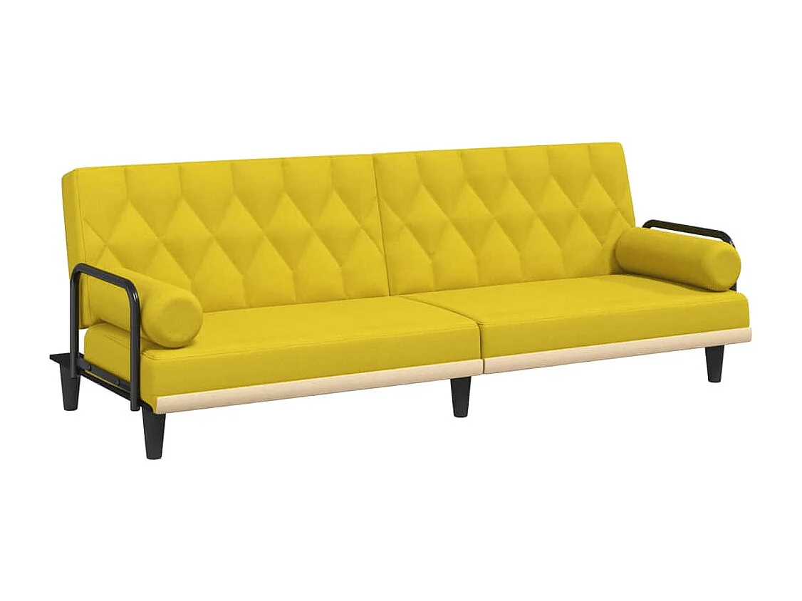 Schlafsofa mit Armlehnen Hellgelb Stoff