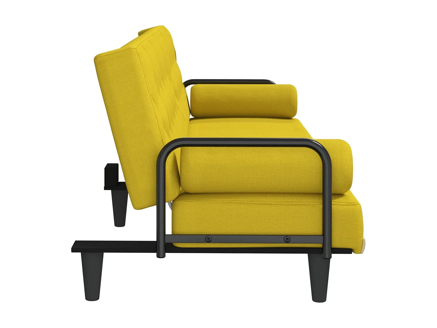 Schlafsofa mit Armlehnen Hellgelb Stoff