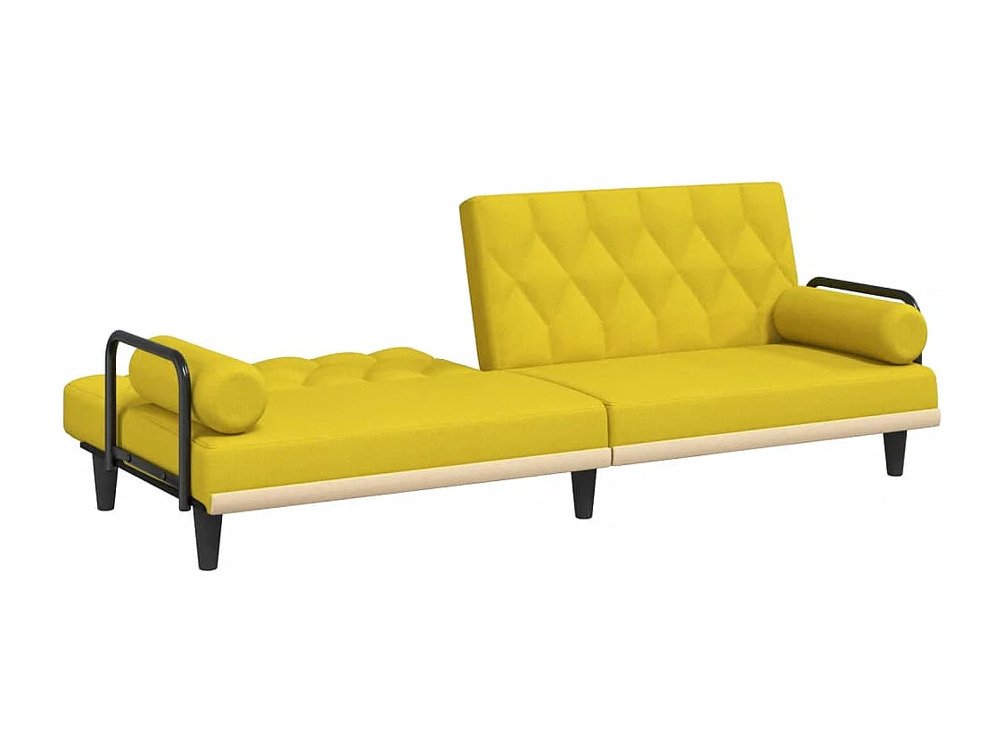 Schlafsofa mit Armlehnen Hellgelb Stoff