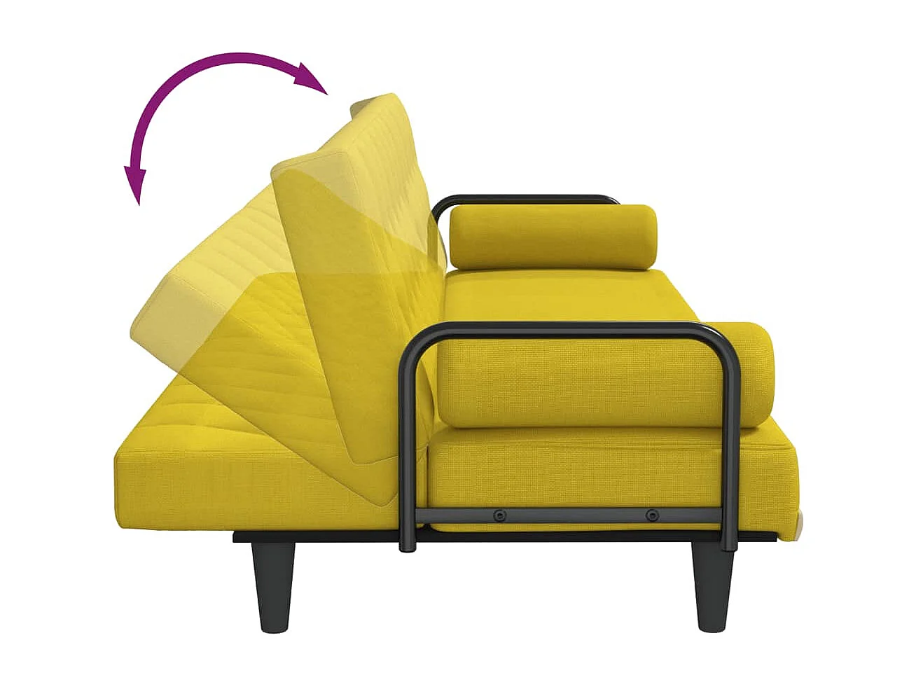 Schlafsofa mit Armlehnen Hellgelb Stoff