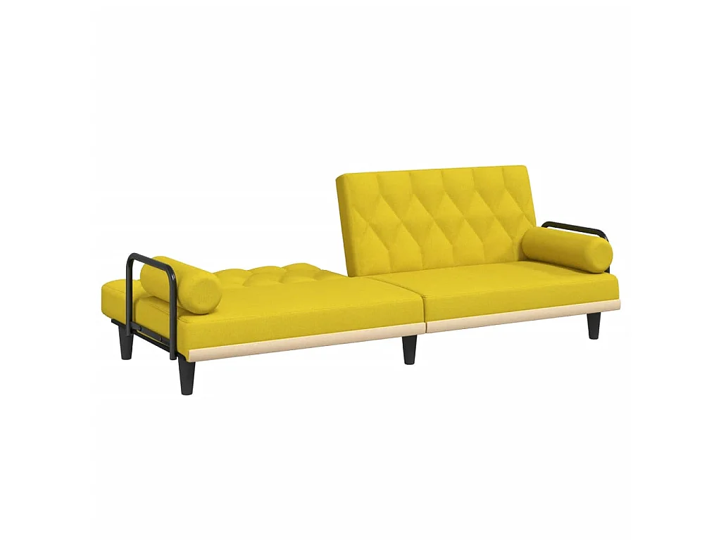 Canapé convertible clic-clac 2 places en tissu jaune
