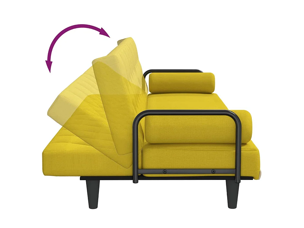 Canapé convertible clic-clac 2 places en tissu jaune