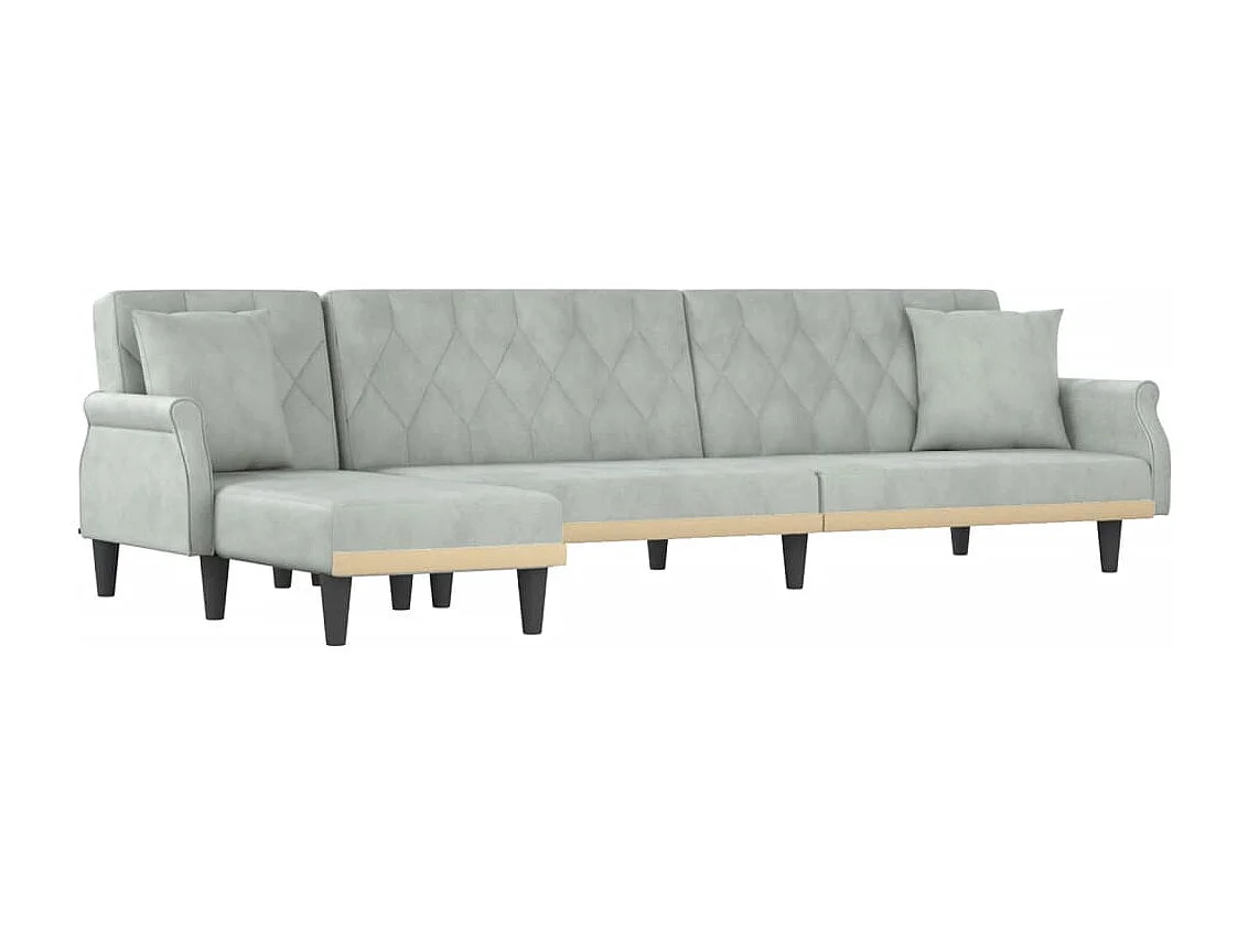 Canapé-lit en forme de L gris clair 271x140x70 cm velours