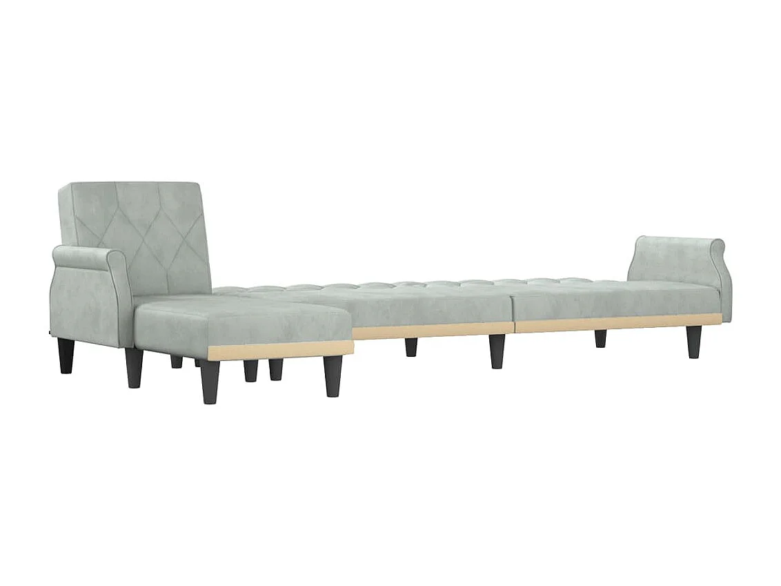 Canapé-lit en forme de L gris clair 271x140x70 cm velours