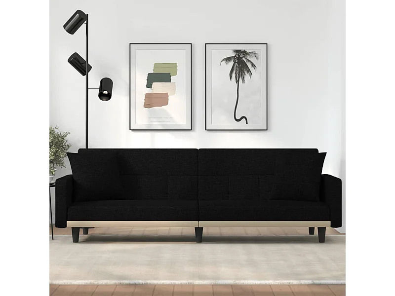 Schlafsofa mit Kissen Schwarz Stoff