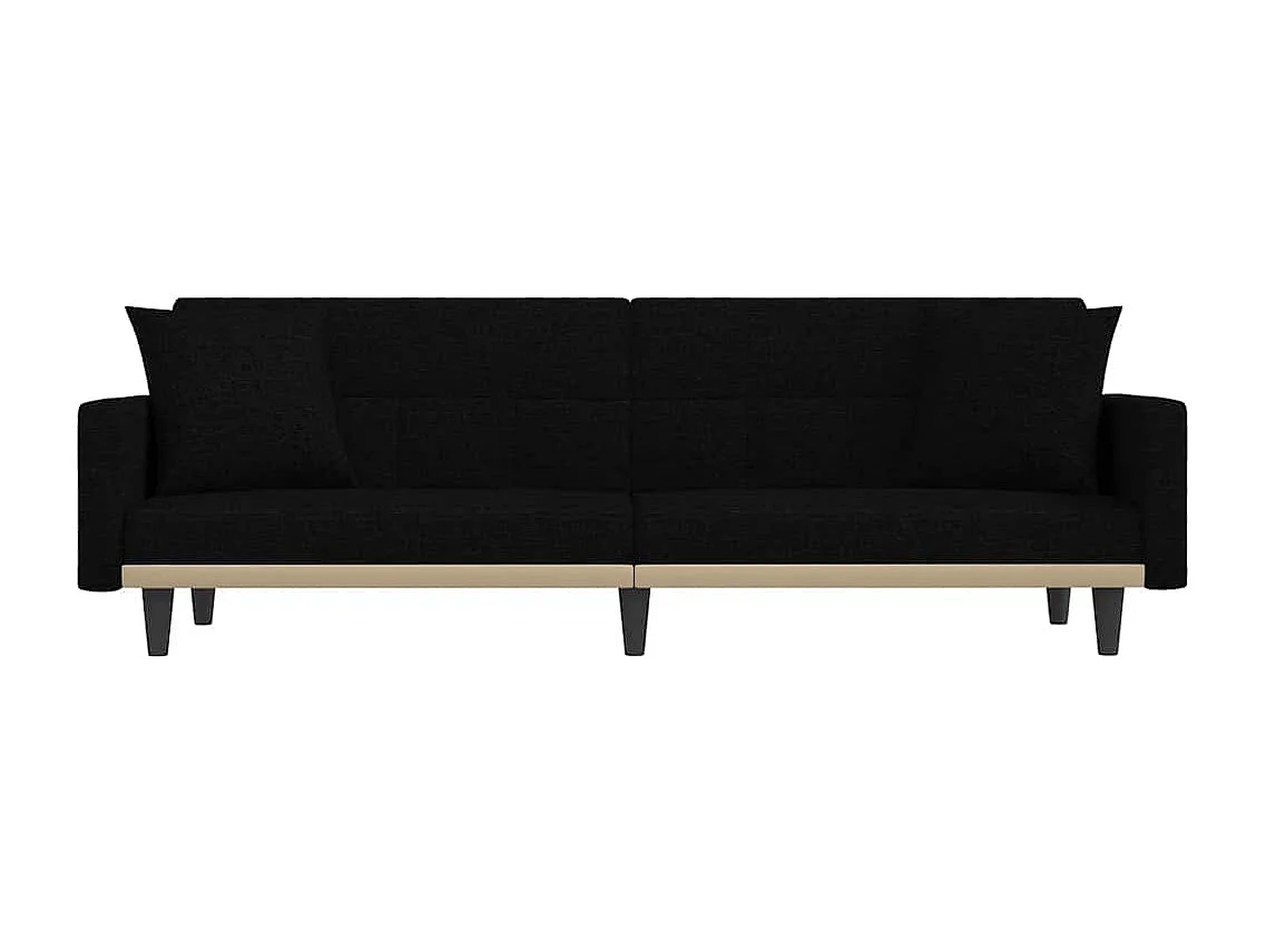 Schlafsofa mit Kissen Schwarz Stoff