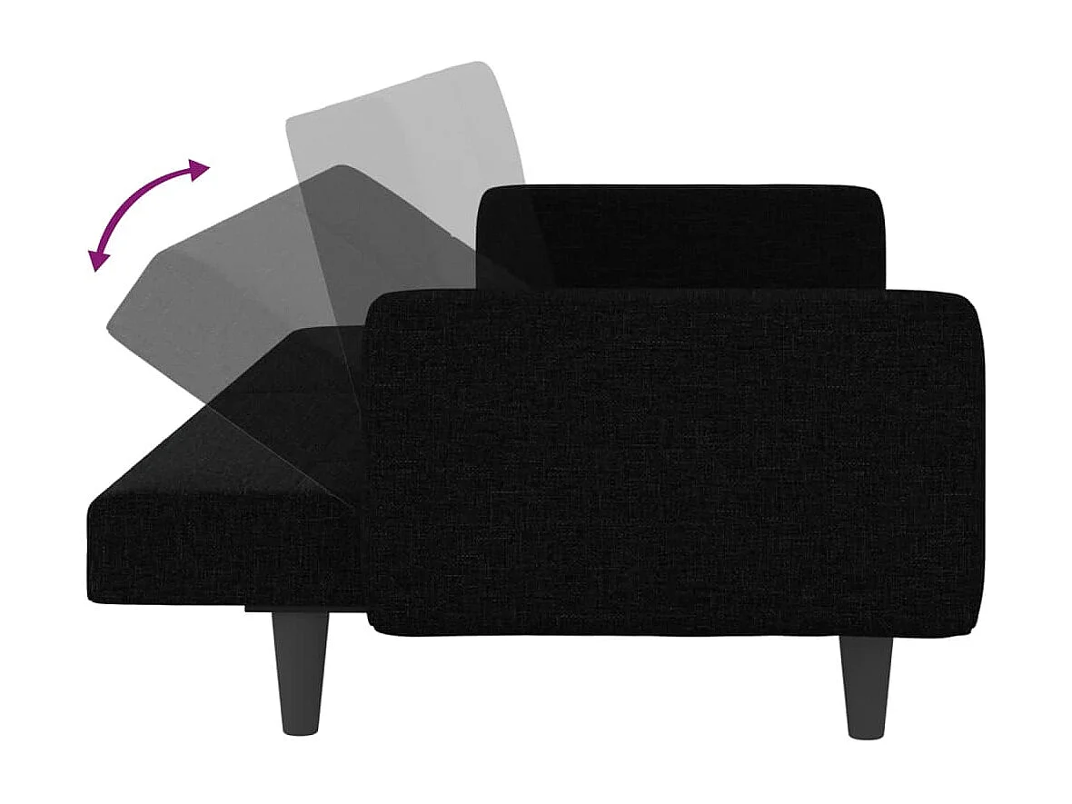 Schlafsofa mit Kissen Schwarz Stoff