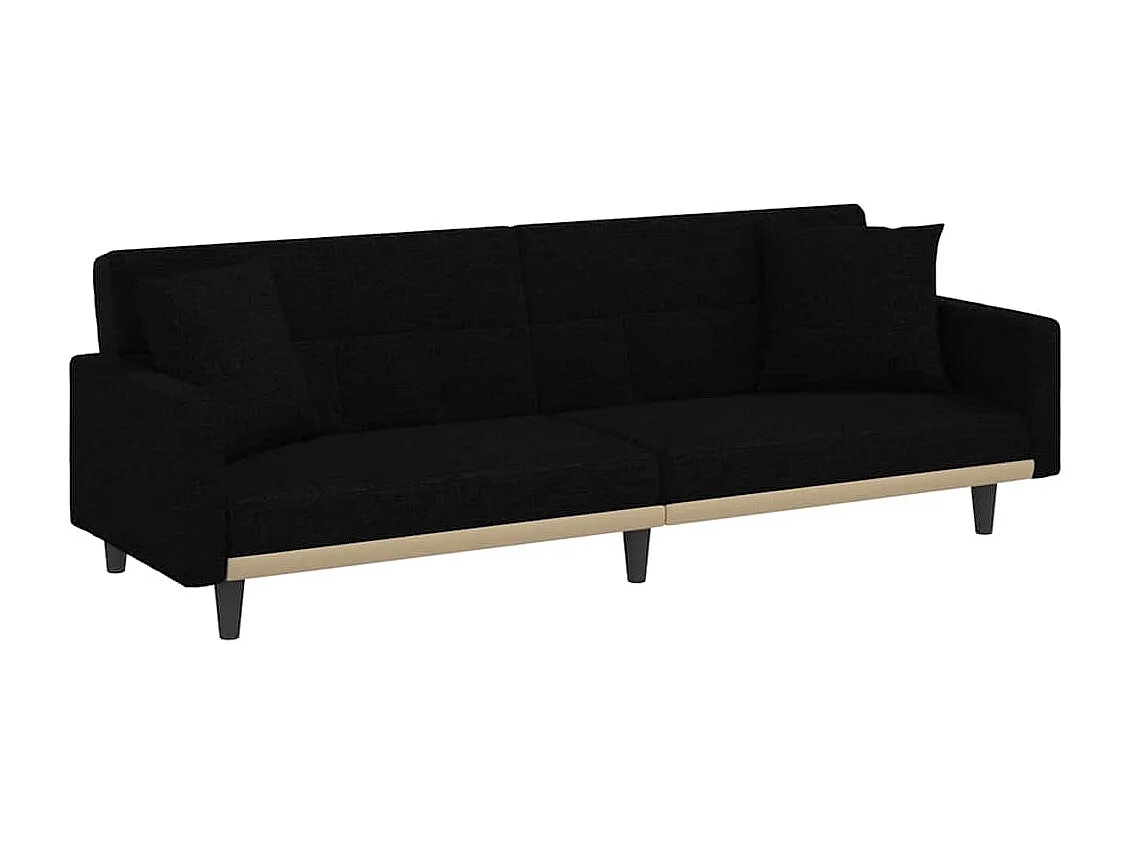 Sofá-cama com almofadões tecido preto