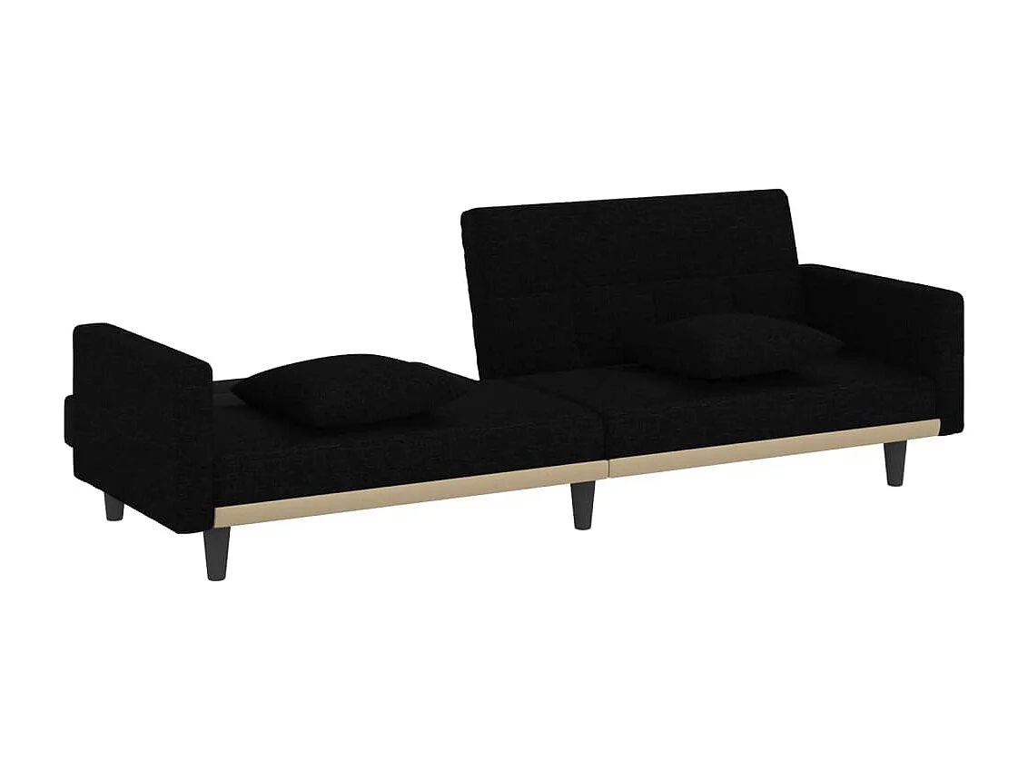Sofá-cama com almofadões tecido preto