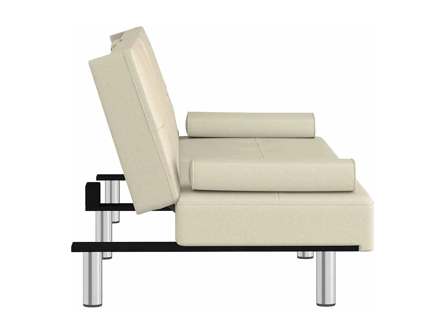 Schlafsofa mit Getränkehaltern Creme Kunstleder