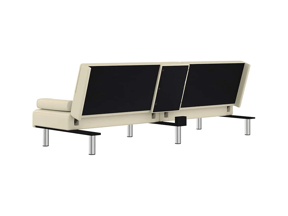 Schlafsofa mit Getränkehaltern Creme Kunstleder