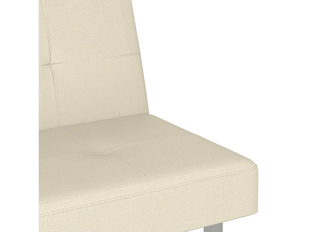 Canapé convertible clic-clac 2 places avec porte-gobelet en simili cuir crème