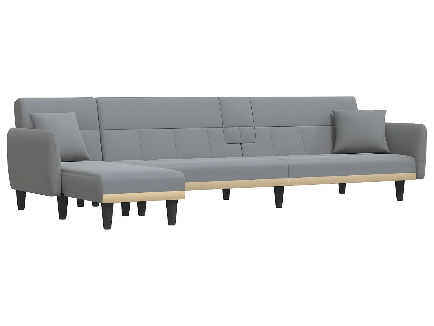 Sofá cama en forma de L tela gris claro 275x140x70 cm