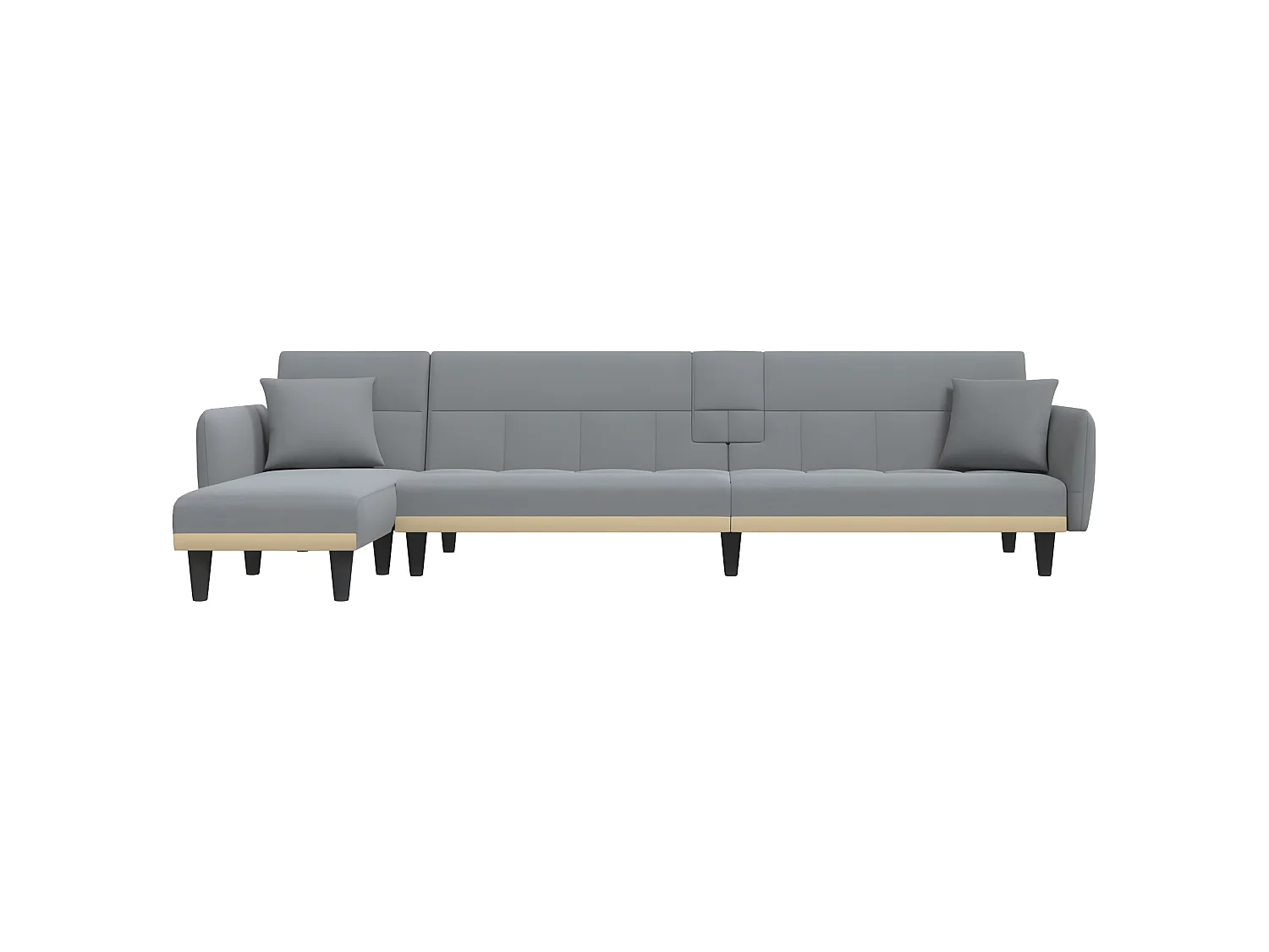 Sofá cama en forma de L tela gris claro 275x140x70 cm